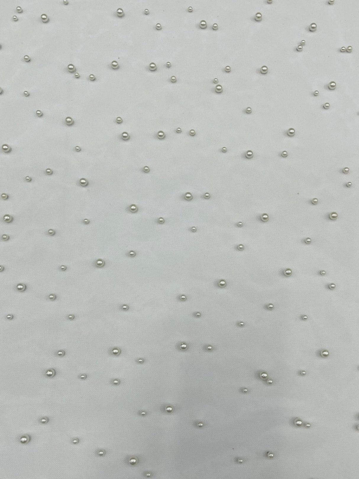 Heavy Scattered Pearls Studded Mesh Pearl Mesh Fabric - Scattered Pearls, 58" Wide (1 Yard)