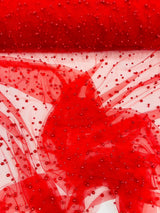 Heavy Scattered Pearls Studded Mesh Pearl Mesh Fabric - Scattered Pearls, 58" Wide (1 Yard)