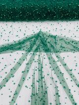 Heavy Scattered Pearls Studded Mesh Pearl Mesh Fabric - Scattered Pearls, 58" Wide (1 Yard)