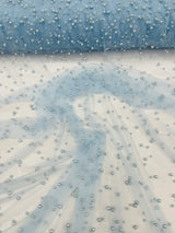 Heavy Scattered Pearls Studded Mesh Pearl Mesh Fabric - Scattered Pearls, 58" Wide (1 Yard)