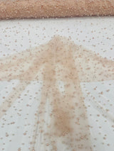 Heavy Scattered Pearls Studded Mesh Pearl Mesh Fabric - Scattered Pearls, 58" Wide (1 Yard)