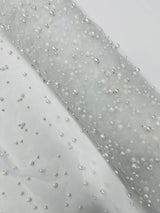 Heavy Scattered Pearls Studded Mesh Pearl Mesh Fabric - Scattered Pearls, 58" Wide (1 Yard)