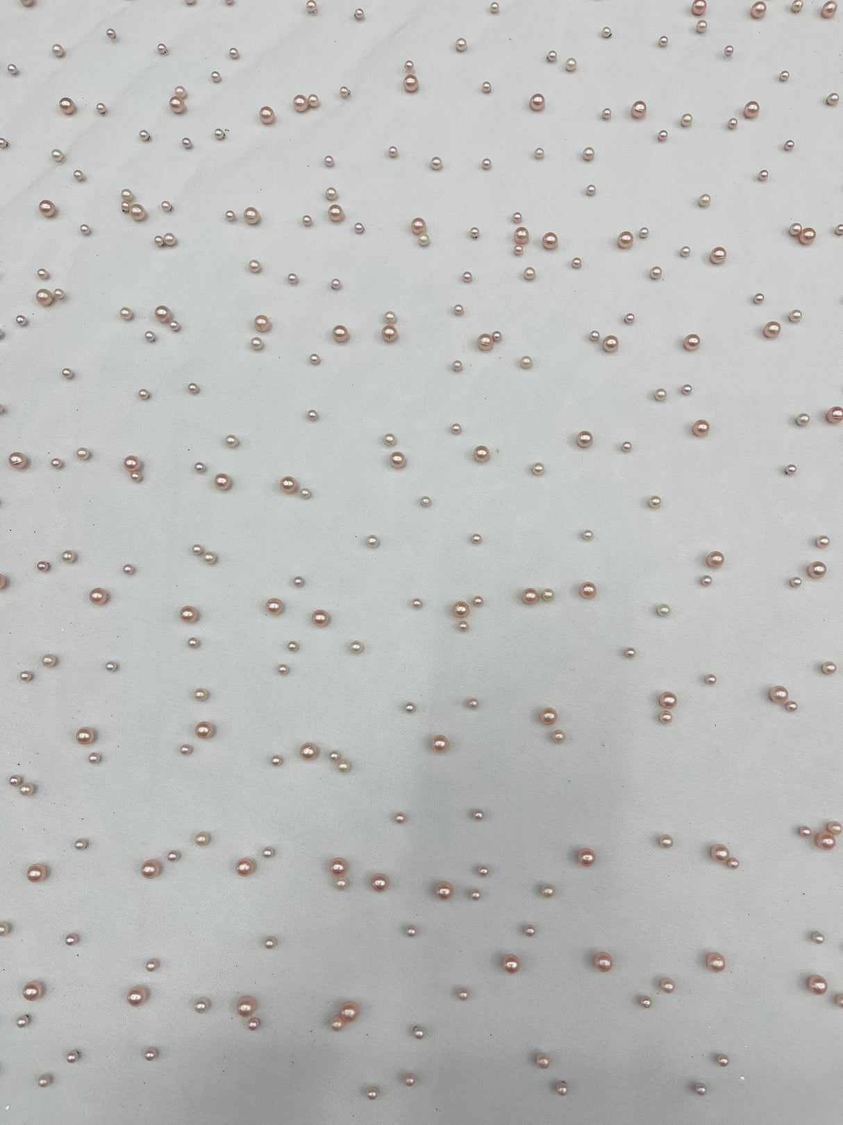 Heavy Scattered Pearls Studded Mesh Pearl Mesh Fabric - Scattered Pearls, 58" Wide (1 Yard)