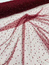 Heavy Scattered Pearls Studded Mesh Pearl Mesh Fabric - Scattered Pearls, 58" Wide (1 Yard)