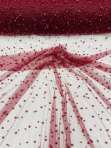 Heavy Scattered Pearls Studded Mesh Pearl Mesh Fabric - Scattered Pearls, 58" Wide (1 Yard)