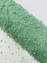 Heavy Scattered Pearls Studded Mesh Pearl Mesh Fabric - Scattered Pearls, 58" Wide (1 Yard)