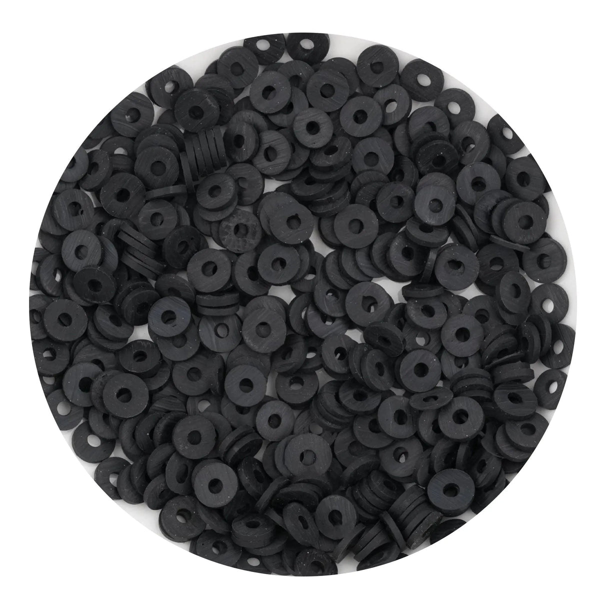Heishi Polymer Clay Disc Beads 6mm - Black (3200 beads - 10 Strands 15")