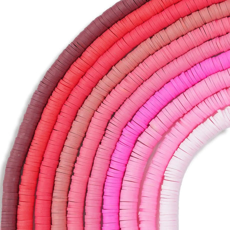 Heishi Polymer Clay Disc Beads 6mm - Bright Pink (3200 beads - 10 Strands 15")