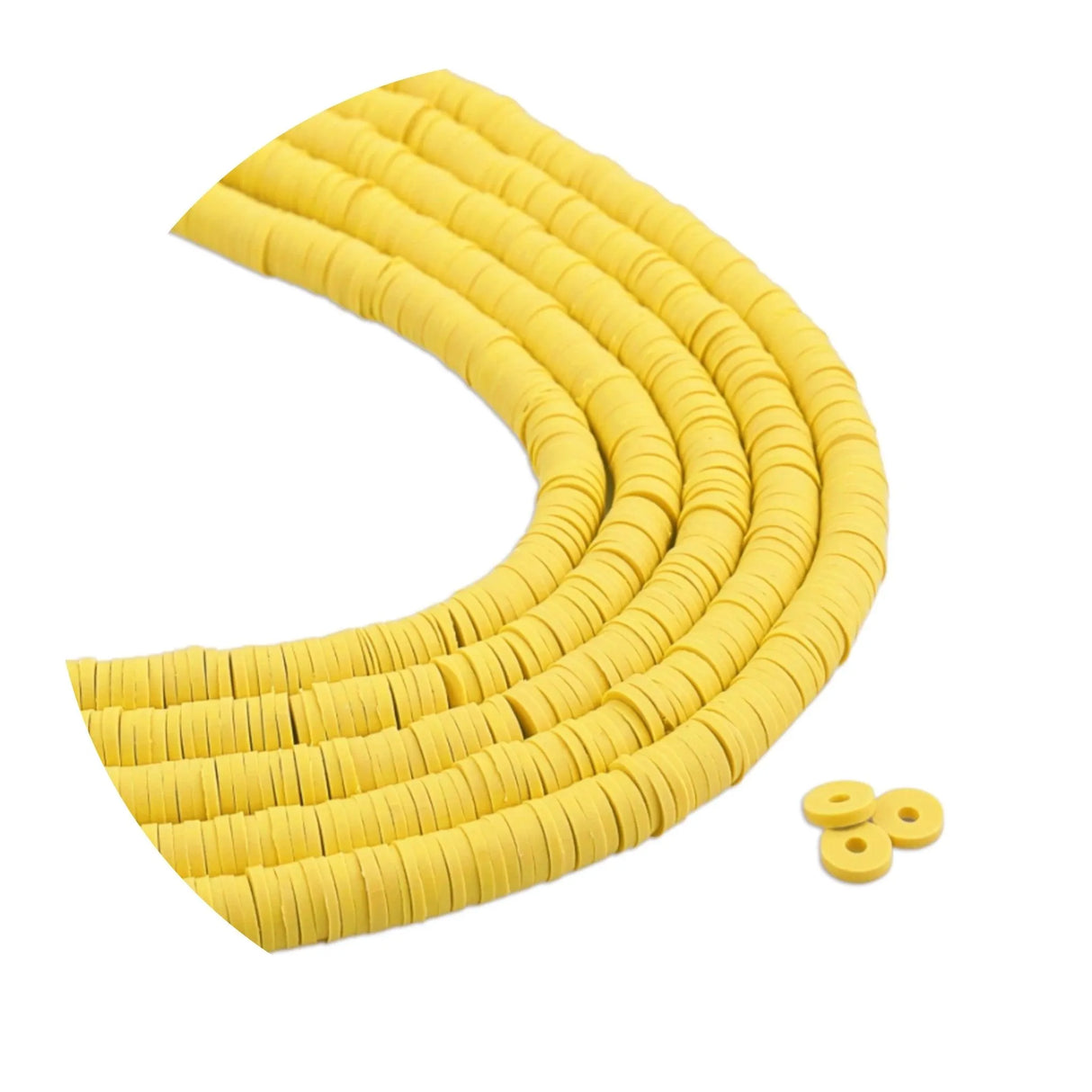 Heishi Polymer Clay Disc Beads 6mm - Bright Yellow (3200 beads - 10 Strands 15")