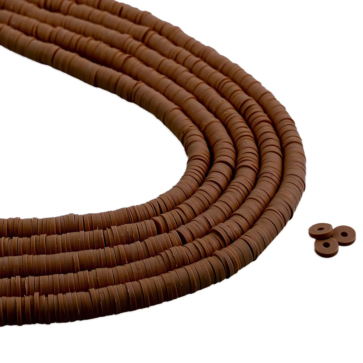Heishi Polymer Clay Disc Beads 6mm - Brown (3200 beads - 10 Strands 15")