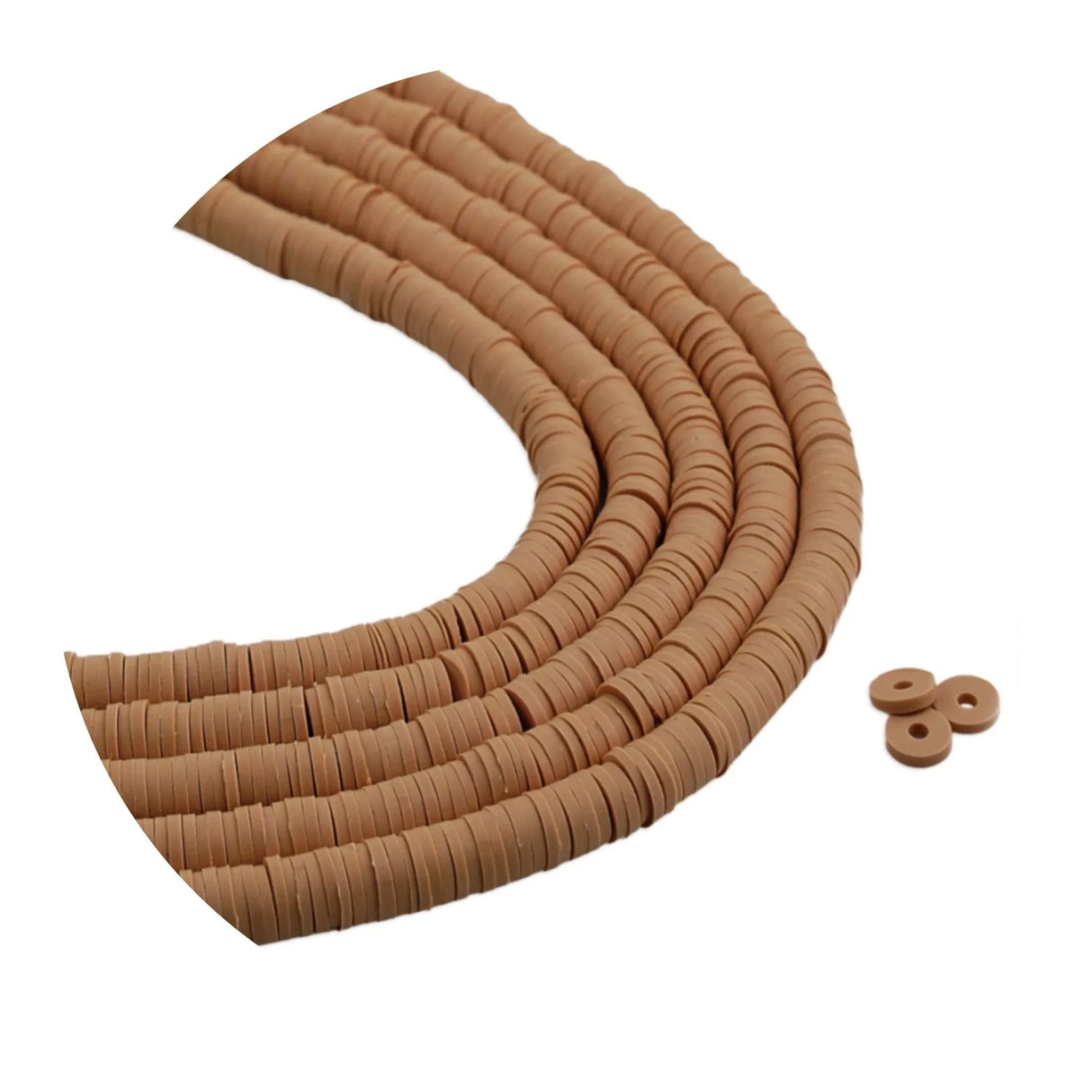 Heishi Polymer Clay Disc Beads 6mm - Caramel Brown (3200 beads - 10 Strands 15")