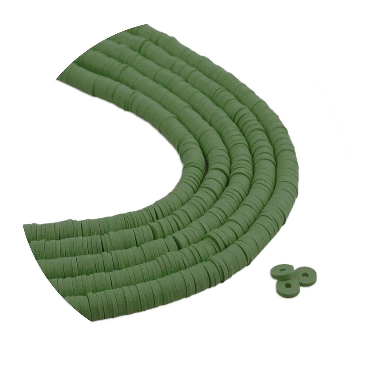 Heishi Polymer Clay Disc Beads 6mm - Forest Green (3200 beads - 10 Strands 15")