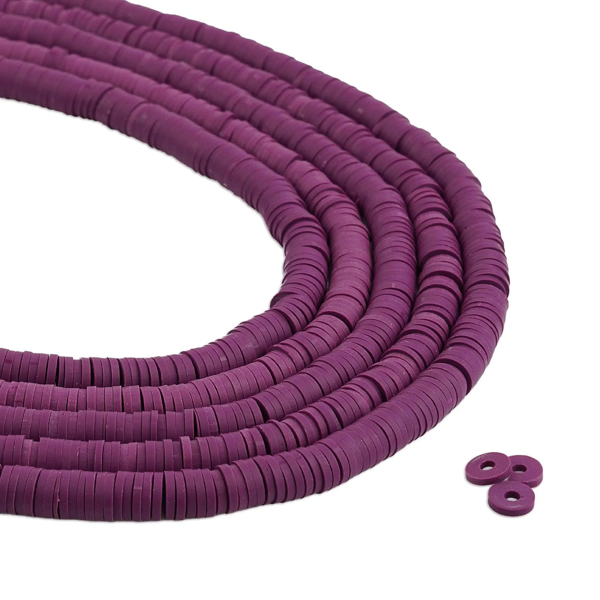 Heishi Polymer Clay Disc Beads 6mm - Grape Purple (3200 beads - 10 Strands 15")