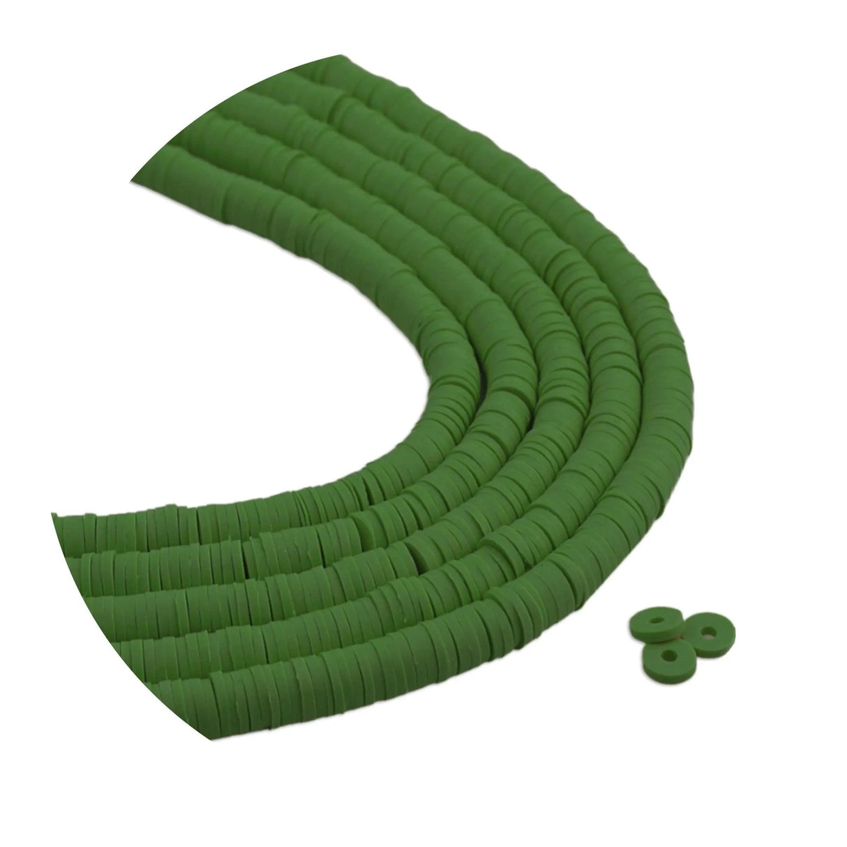 Heishi Polymer Clay Disc Beads 6mm - Grass Green (3200 beads - 10 Strands 15")