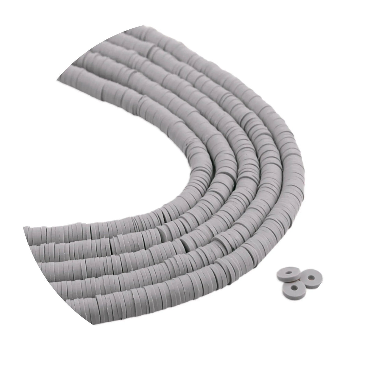 Heishi Polymer Clay Disc Beads 6mm - Light Gray (3200 beads - 10 Strands 15")