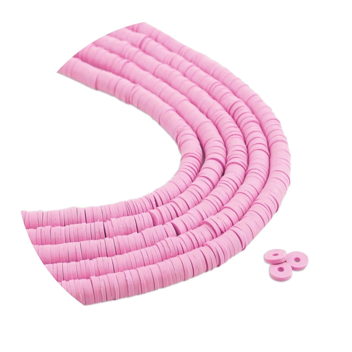 Heishi Polymer Clay Disc Beads 6mm - Light Pink (3200 beads - 10 Strands 15")