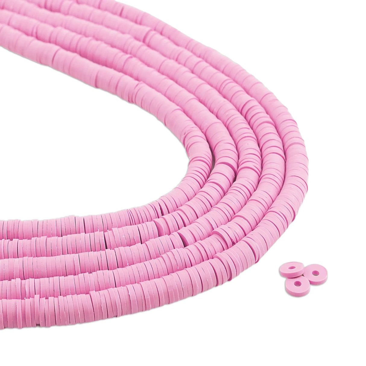 Heishi Polymer Clay Disc Beads 6mm - Light Pink (3200 beads - 10 Strands 15")