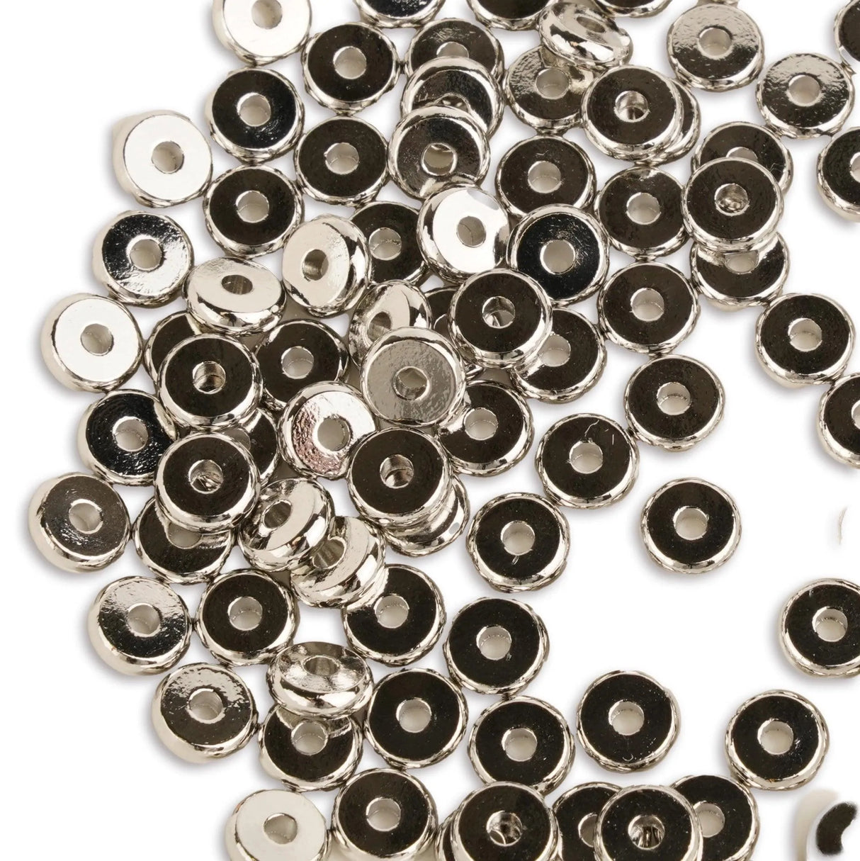 Heishi Metal Disc Beads 6mm - Platinum (100 per Bag)