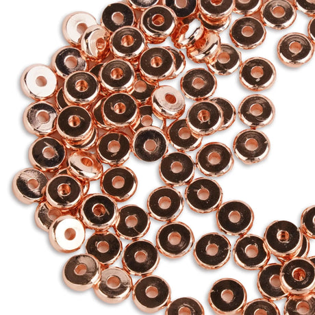 Heishi Metal Disc Beads 6mm - Rose Gold (100 per Bag)