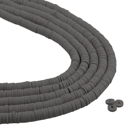 Heishi Polymer Clay Disc Beads 6mm - Onyx (3200 beads - 10 Strands 15")