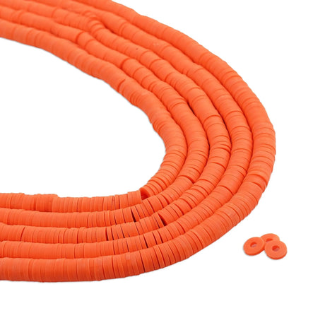 Heishi Polymer Clay Disc Beads 6mm- Orange (3200 beads - 10 Strands 15")
