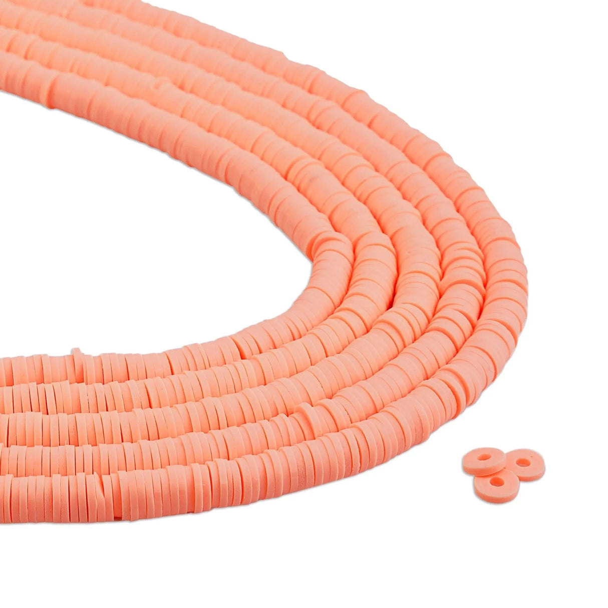 Heishi Polymer Clay Disc Beads 6mm - Pale Orange (3200 beads - 10 Strands 15")