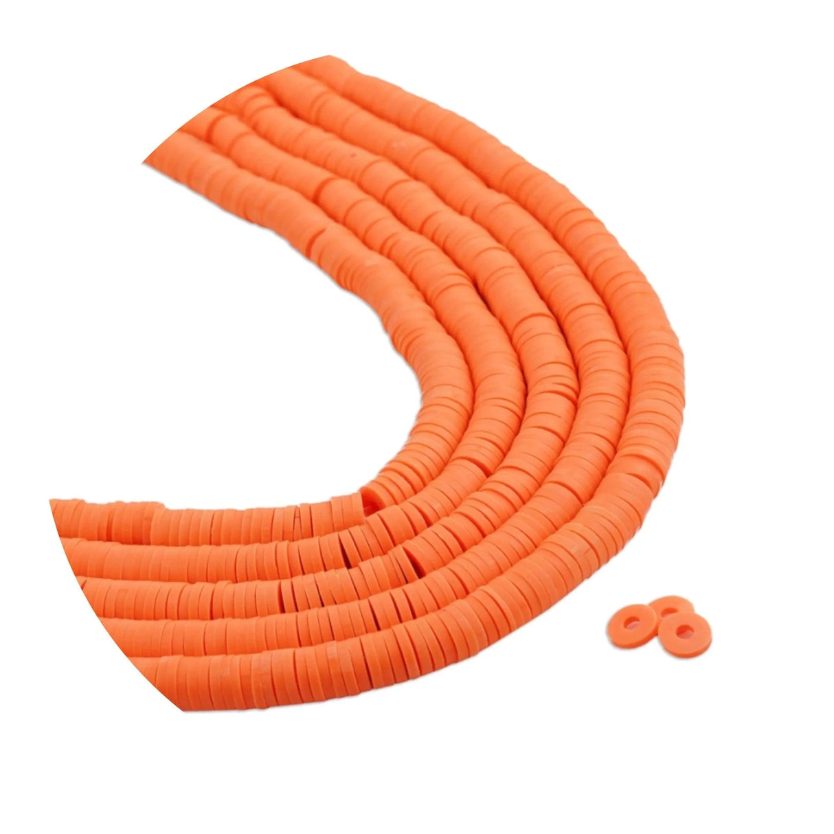 Heishi Polymer Clay Disc Beads 6mm - Pumpkin Orange (3200 beads - 10 Strands 15")