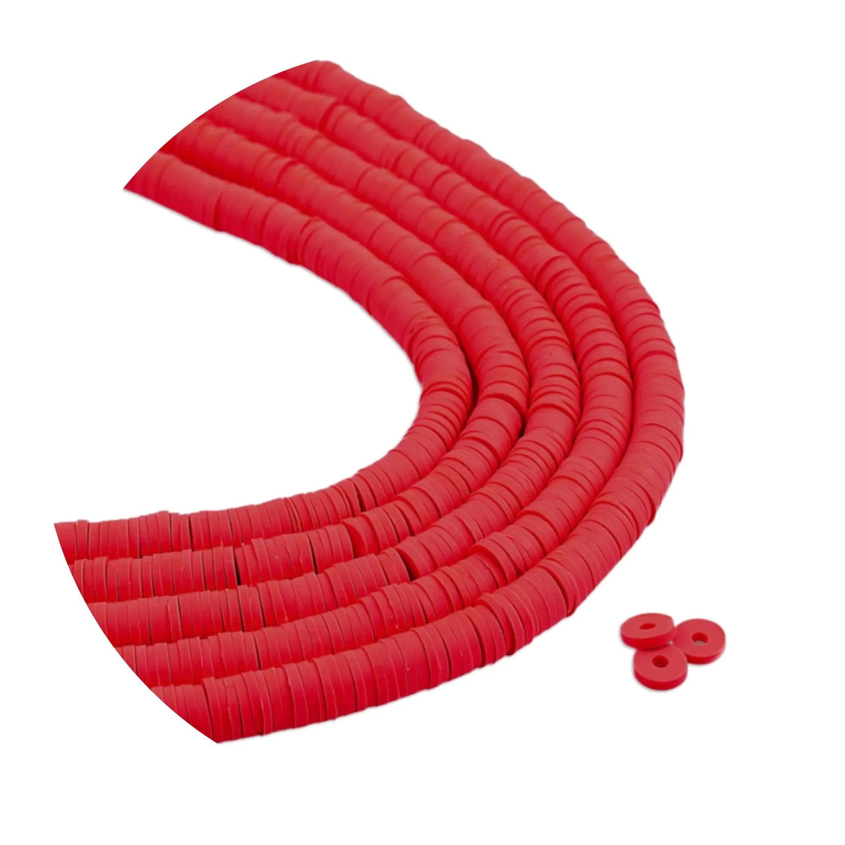 Heishi Polymer Clay Disc Beads 6mm - Red (3200 beads - 10 Strands 15")