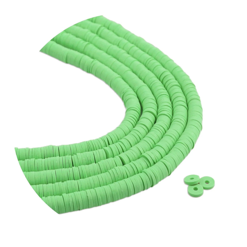 Heishi Polymer Clay Disc Beads 6mm - Sage Green (3200 beads - 10 Strands 15")