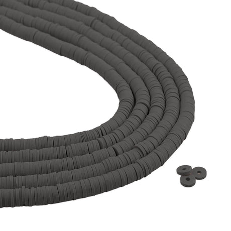 Heishi Polymer Clay Disc Beads 6mm - Slate Gray (3200 beads - 10 Strands 15")