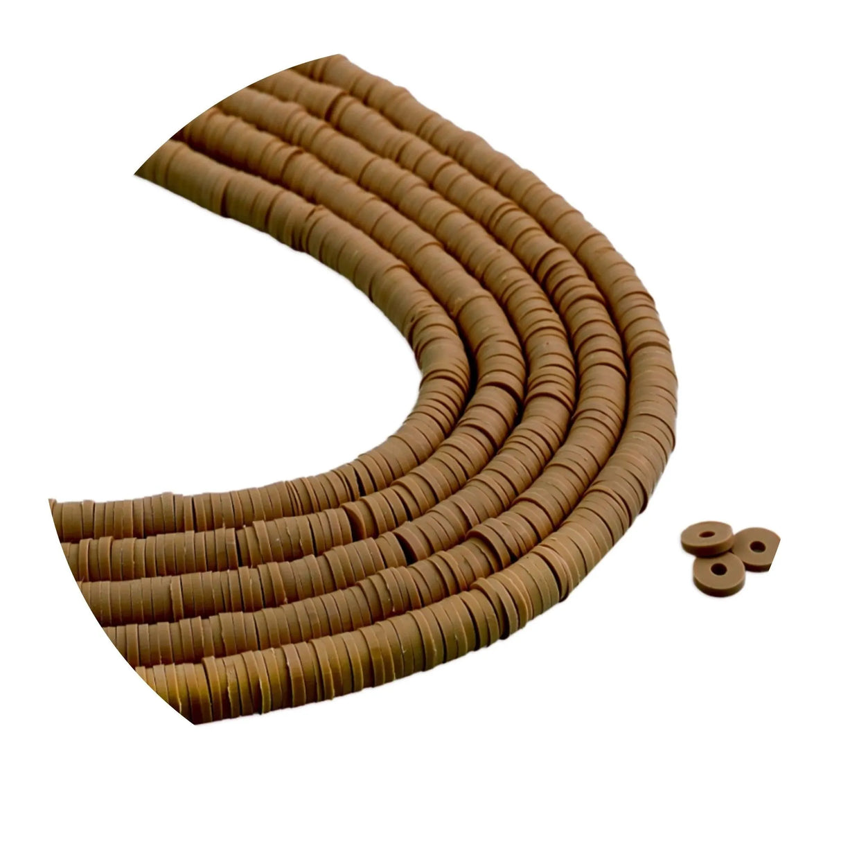 Heishi Polymer Clay Disc Beads 6mm - Spiced Brown (3200 beads - 10 Strands 15")