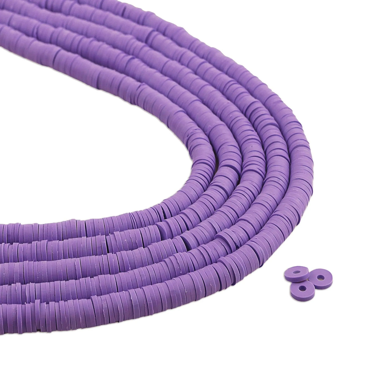 Heishi Polymer Clay Disc Beads 6mm- Wisteria Purple (3200 beads - 10 Strands 15")