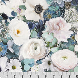 Digital Cuddle Fabric White Blooming Buds