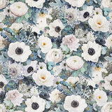 Digital Cuddle Fabric White Blooming Buds