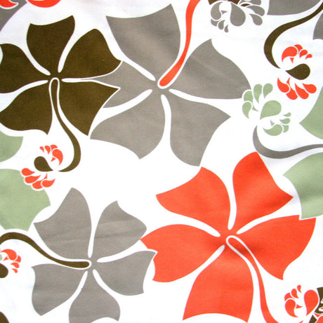 Microfiber Boardshort Fabric Hibiscus Floral on Creme