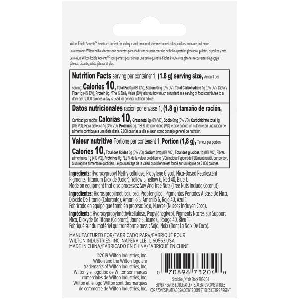 Wilton Silver Hearts Edible Glitter – 0.04 oz.