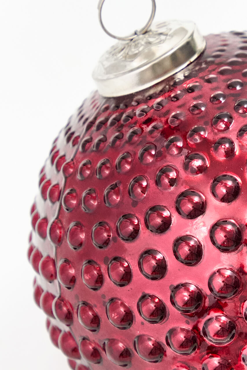 5" Red Hobnail Glass Ornament
