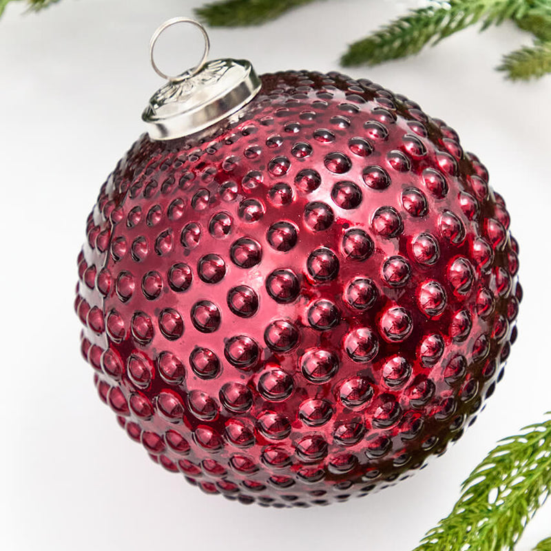 5" Red Hobnail Glass Ornament
