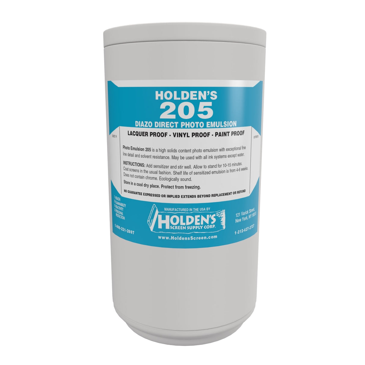 Holden'S Screen Supply 205 Blue Diazo Photo Emulsion - Blue Diazo Photo Emulsion, Solvent Printing, Fine Line Detail (Quart, Gallon)