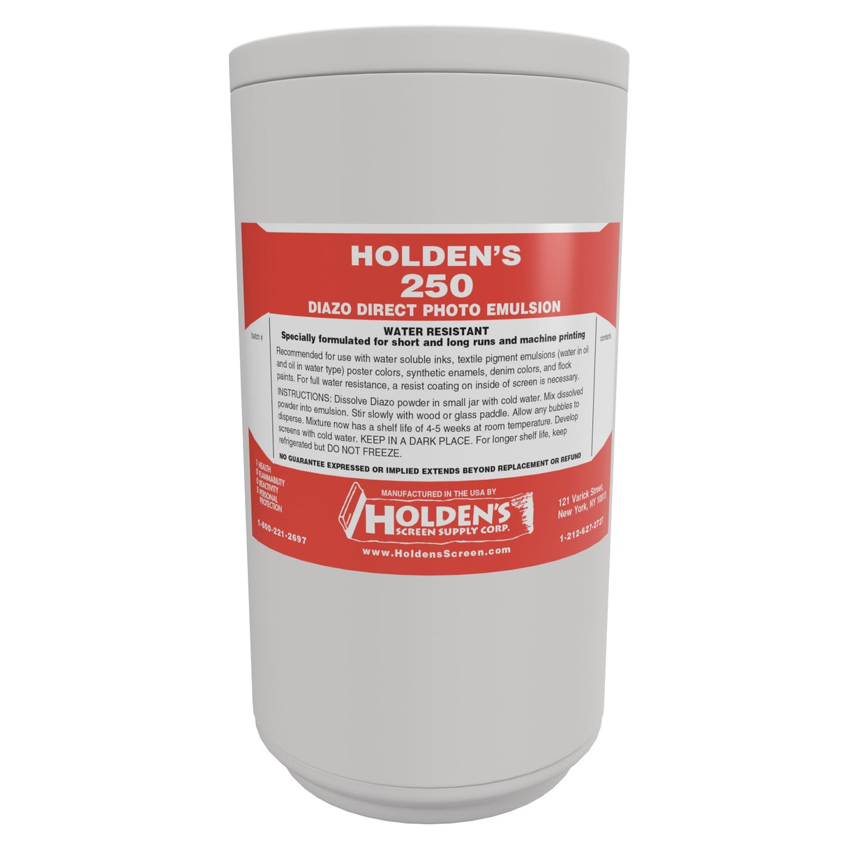 Holden'S Screen Supply 250 Diazo Photopolymer Emulsion Fabric - Water-Based, Textile Printing, Quart, Gallon (1 Unit)