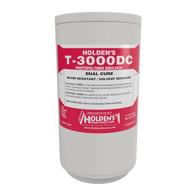 T-3000DC Dual Cure Photopolymer Emulsion - Solvent & Water Resistant Pure SBQ Emulsion, Quart/Gallon (1 Unit)