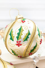 5" - 7" Glass Holly Ball & Finial Ornament