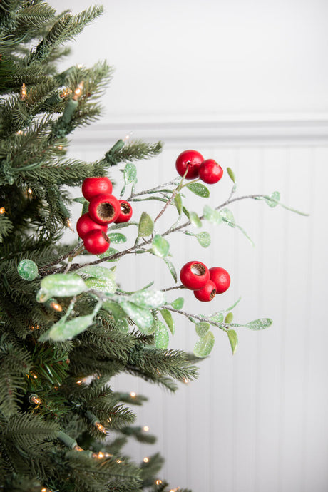 20” Pod Leaf Frosted Christmas Spray