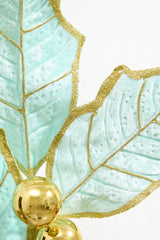 30" Holly Leaves Spray - Mint & Gold