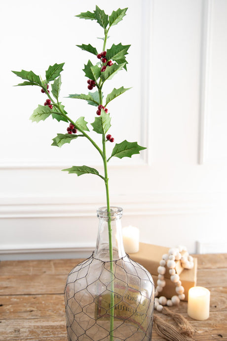 30” Holly Stem With Red Berries