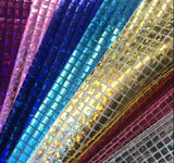 Hologram Quad Sequins Polyester Fabric - Holographic Square Sequins, 40" Width, 7 Colors (1 Yard)
