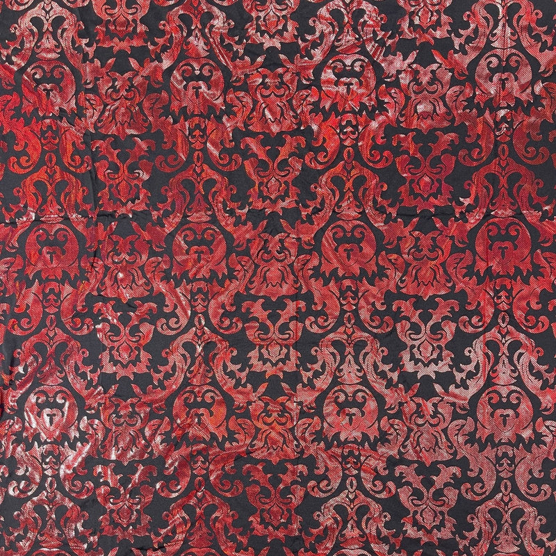 Holographic Damask Nylon Spandex Fabric - Gold/Black, Red/Black, Silver/Black, Fuchsia/Black, Turquoise/Black, 58/60" Width (1 Yard)