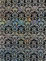 Holographic Damask Nylon Spandex Fabric - Gold/Black, Red/Black, Silver/Black, Fuchsia/Black, Turquoise/Black, 58/60" Width (1 Yard)