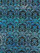Holographic Damask Nylon Spandex Fabric - Gold/Black, Red/Black, Silver/Black, Fuchsia/Black, Turquoise/Black, 58/60" Width (1 Yard)