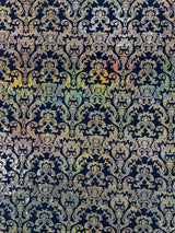Holographic Damask Nylon Spandex Fabric - Gold/Black, Red/Black, Silver/Black, Fuchsia/Black, Turquoise/Black, 58/60" Width (1 Yard)
